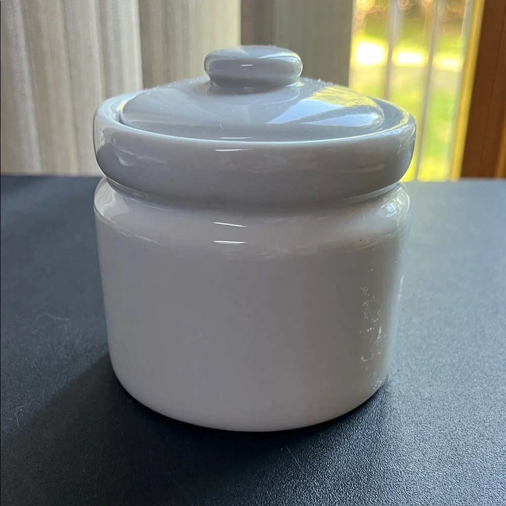 Pier 1 White Ceramic Sugar Jar with Lid